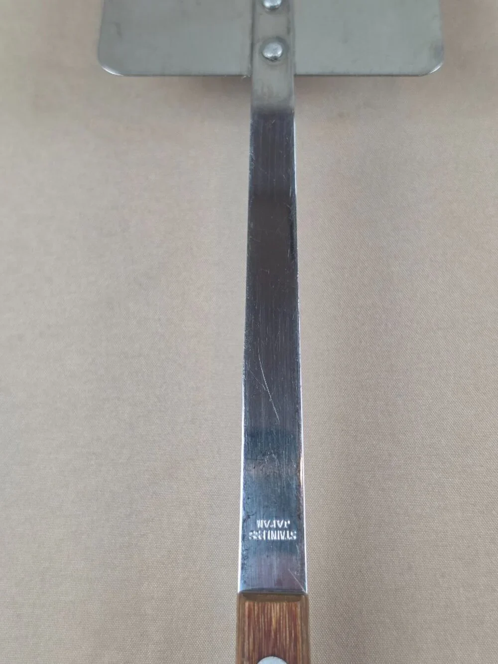 Vintage Spatula Long Handle Wood Flipper Turner Stainless Steel Japan